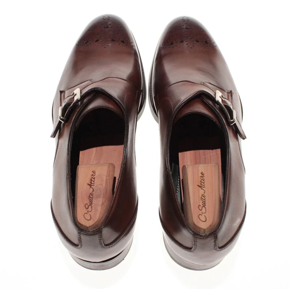 Pastori NWB Single Monk Strap Dress Shoes Size 9.5 US in Brown Leather